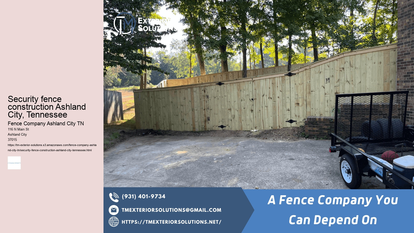 Security fence construction Ashland City, Tennessee